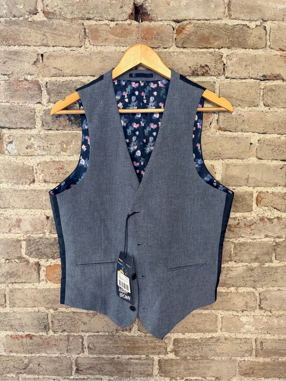 Harry Brown Light Blue Herringbone Waistcoat